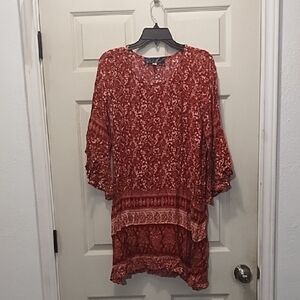 Blue Rain Dark Rose and White Dolman Sleeve  Dress